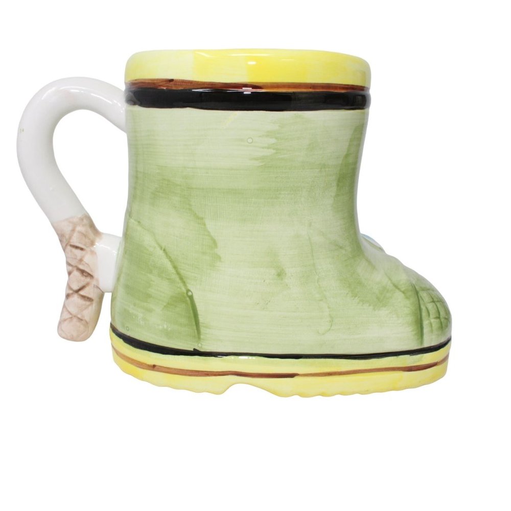 Vintage 1992 Fisherman Boot Coffee Mug Fishing Pole Handle E&B Giftware Company - Picture 4 of 10